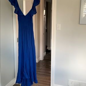 Blue v-neck maxi dress